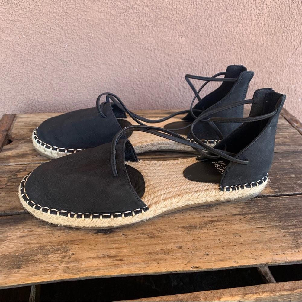 Eileen Fisher Black Suede Nubuck Espadrille
